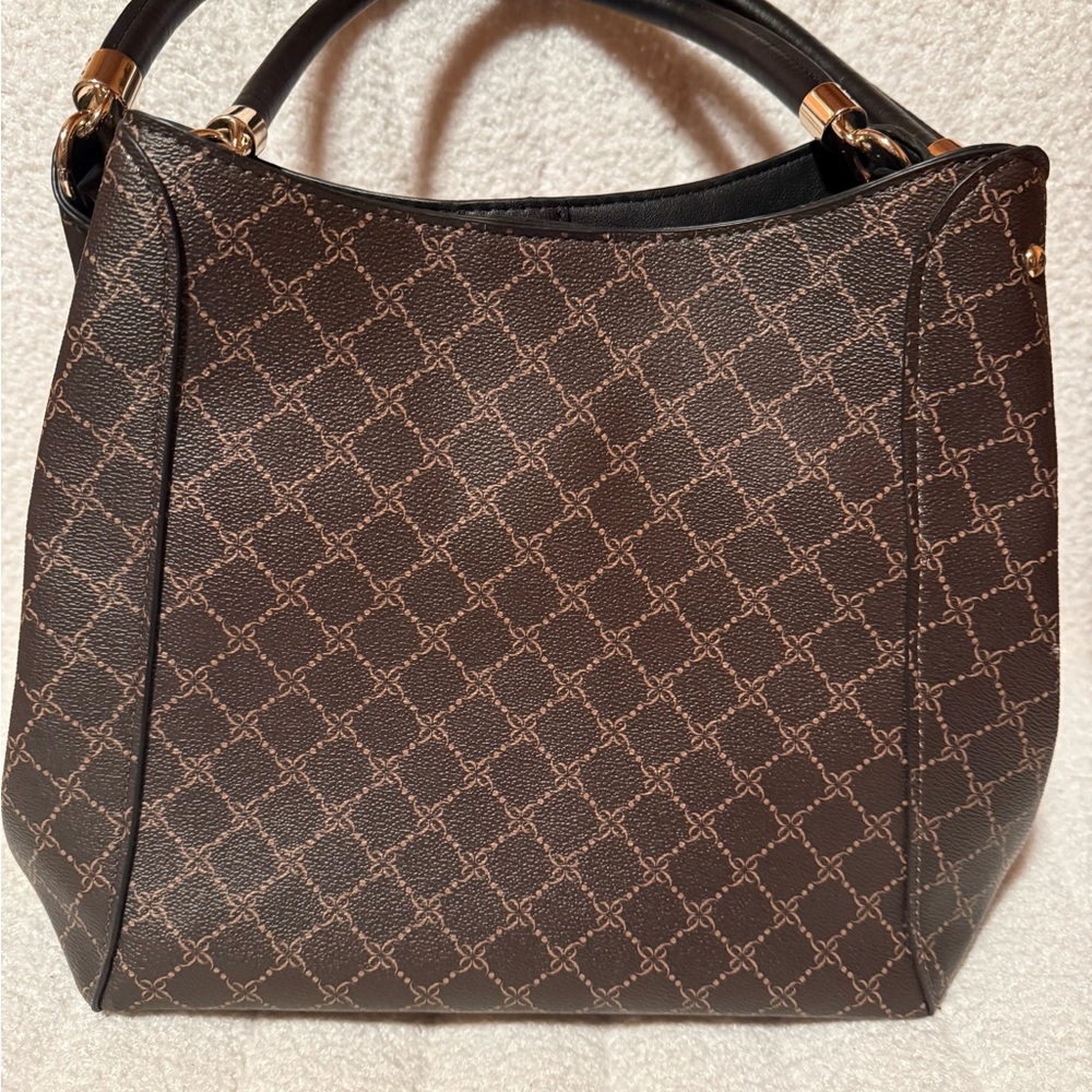 Nine West Dark Brown and Gold Geometric Shoulder Bag - Picture 2 of 8
